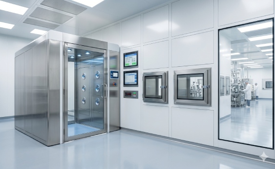 Turnkey cleanroom wall panel installation featuring integrated electrical and HVAC systems